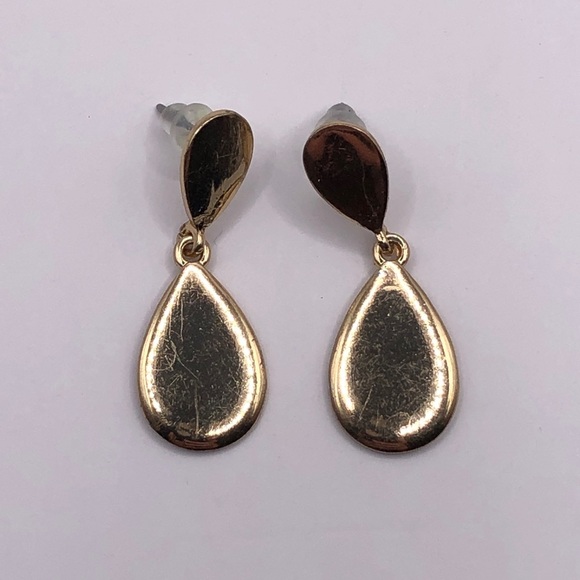 Gold Tone Water Drop Dangle Earrings - Picture 3 of 6